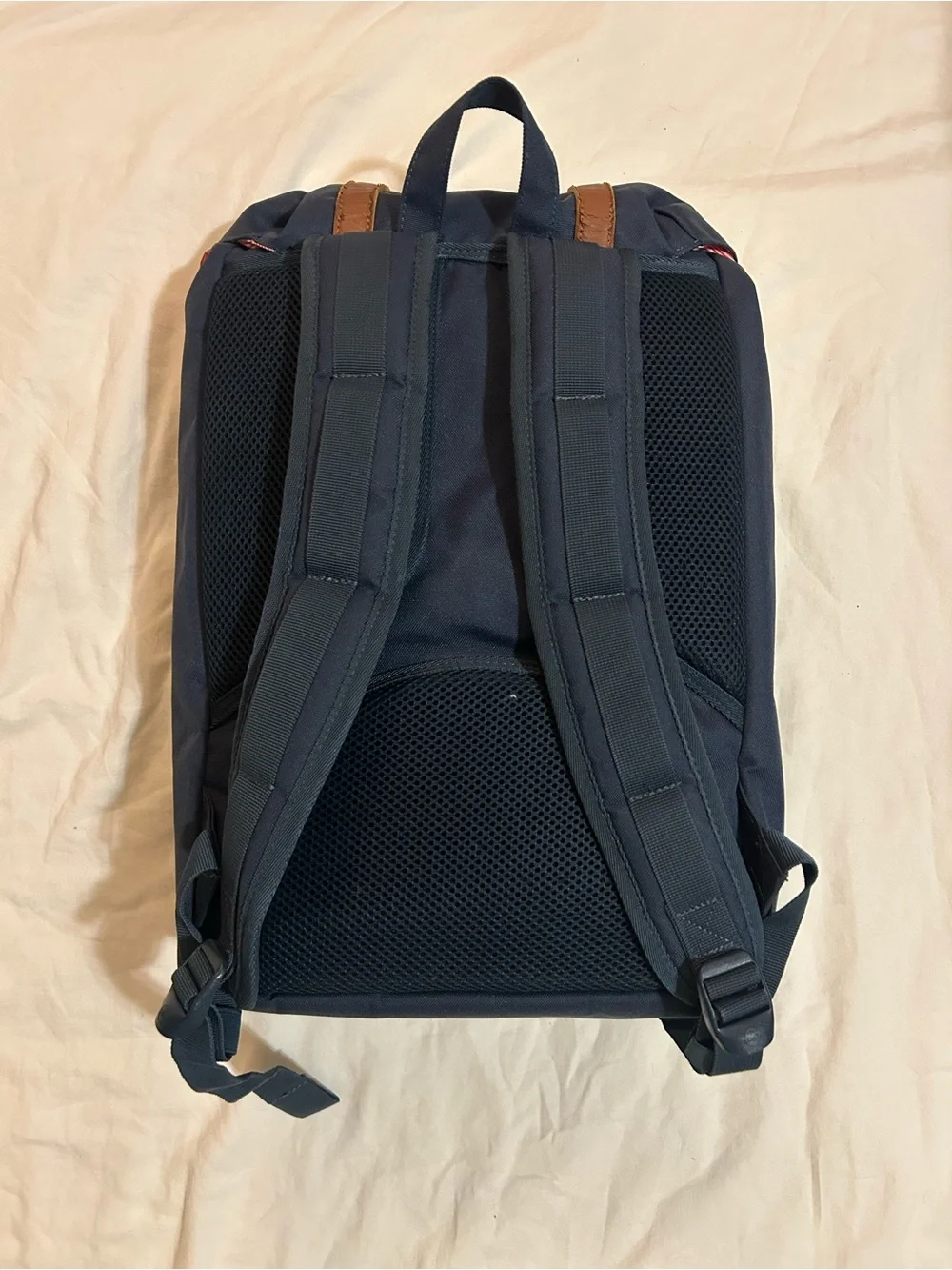 Herschel Supply Company Navy Backpack with Brown Leather Straps